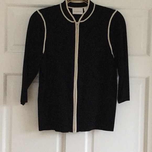 Liz Claiborne Sweaters - Liz Claiborne zip up cardigan black white sporty